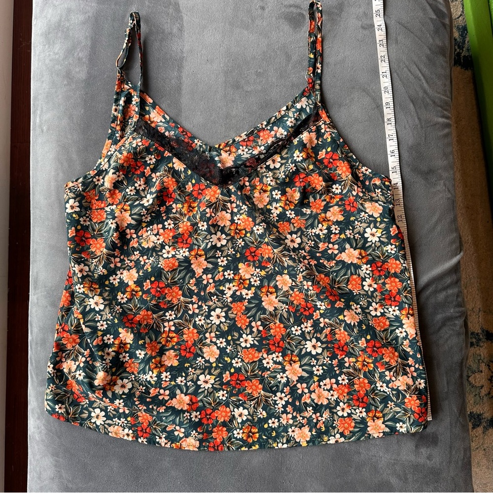 Orange and White Fitted Sleeveless Camisole